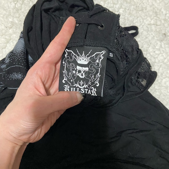 Killstar New Age Lace Back Tank Tshirt Dress Asymmetrical Tunic - Picture 4 of 7